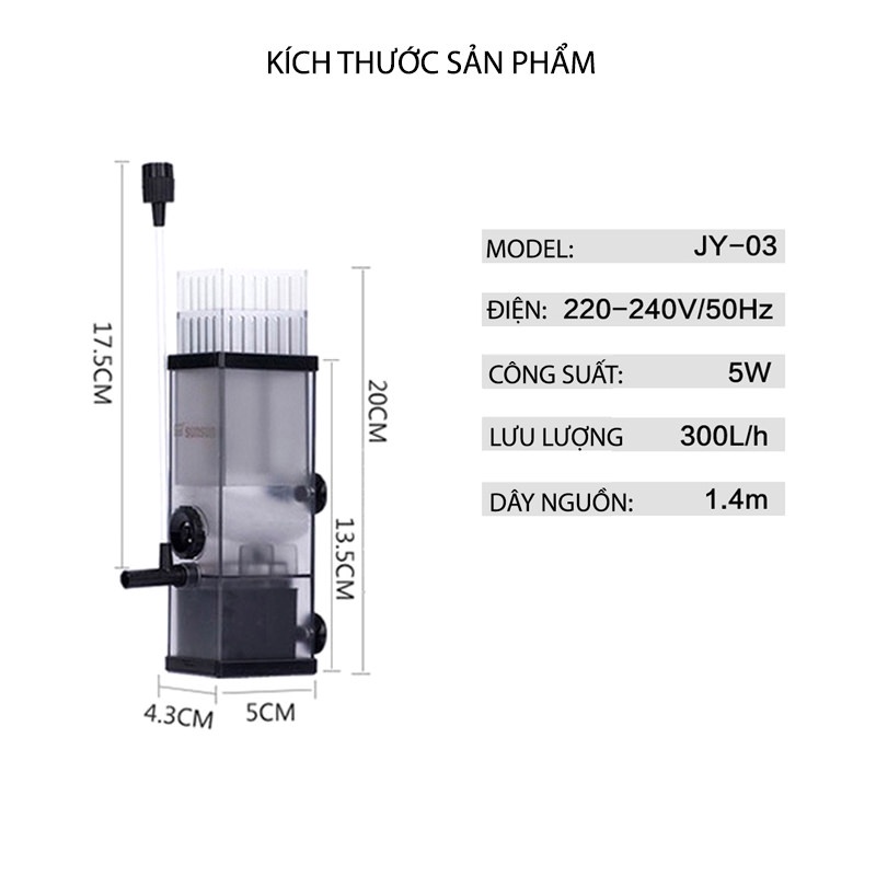 Lọc váng Sunsun JY02 và JY03 cho hồ cá cảnh thủy sinh, hồ cá cảnh mini