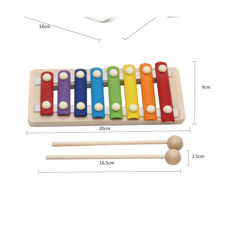 [Freeship] Combo Đàn Xylophone 8 Thanh Bằng Gỗ + Bộ tính toán cho bé bé khám phá tài năng âm nhạc