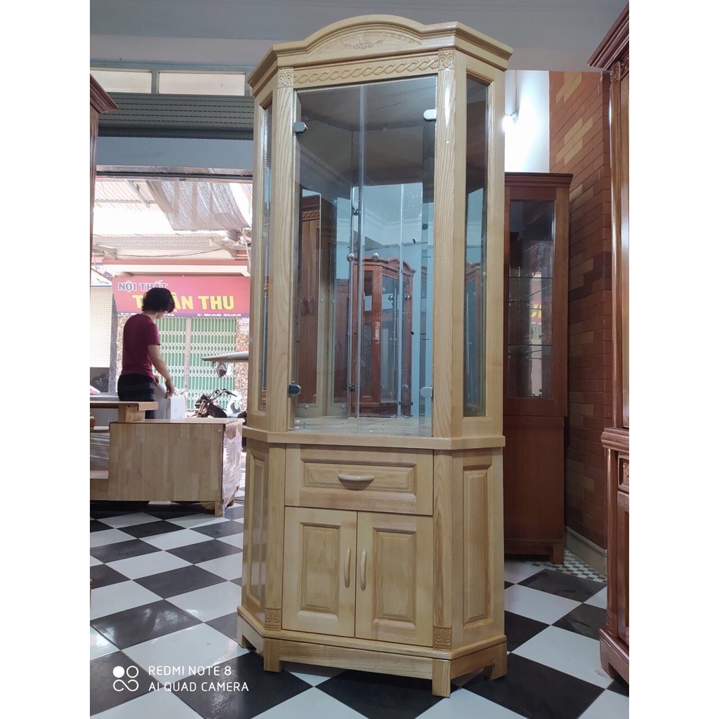 TỦ RƯỢU - Tủ Góc - Kệ Góc Trang Trí Gỗ Tự Nhiên Sồi Nga Cao Cấp