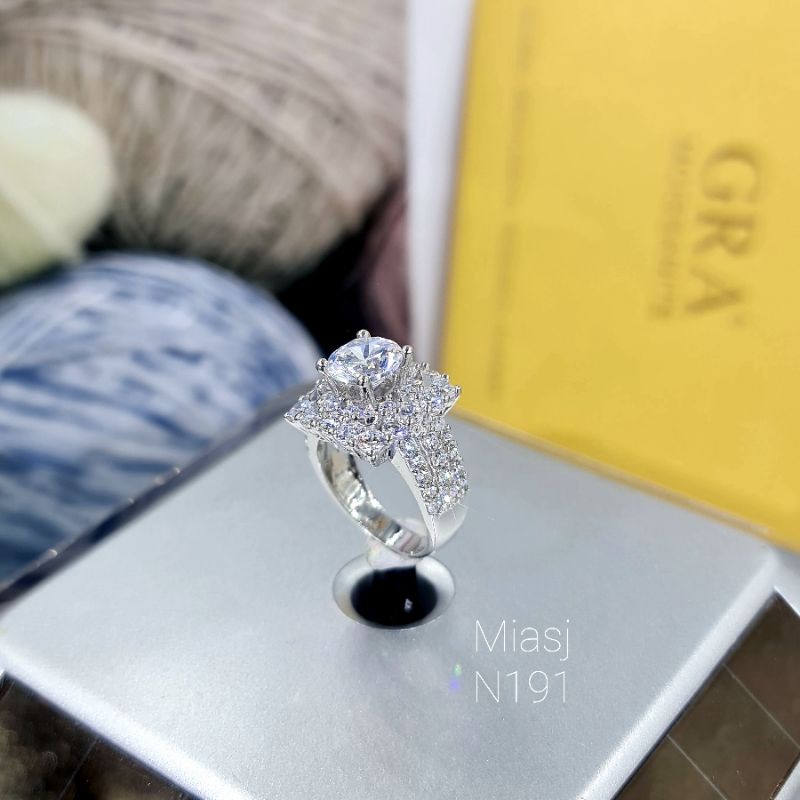 Nhẫn nữ bạc Ý Italy S925 đá Cz cao cấp miễn phí xi Kim Mã N191| Mi.A Trang sức bạc