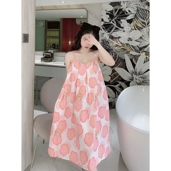 Đầm ngủ lụa Mango bánh bèo