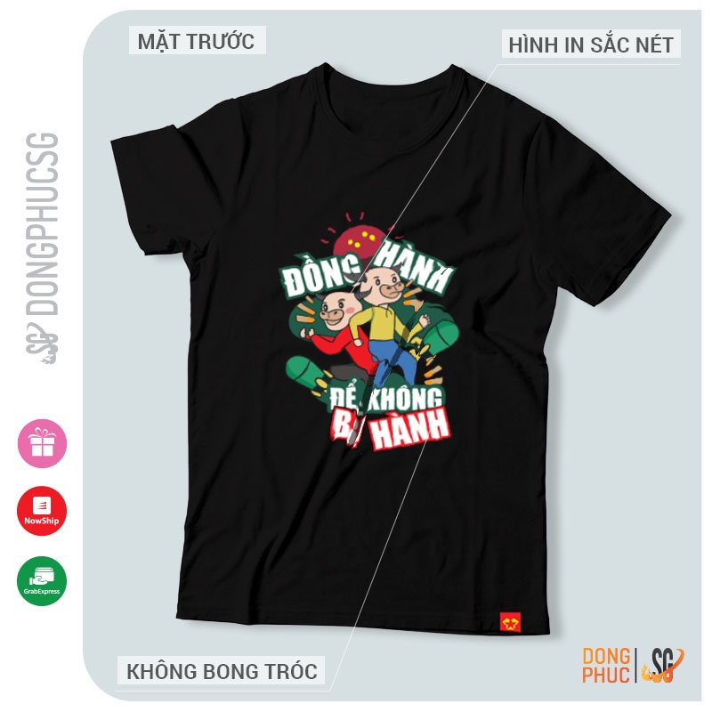 Áo phông hội nhóm màu đen tay ngắn cổ tròn unisex thun mềm mịn, mẫu đồng hành SGY222D | SG