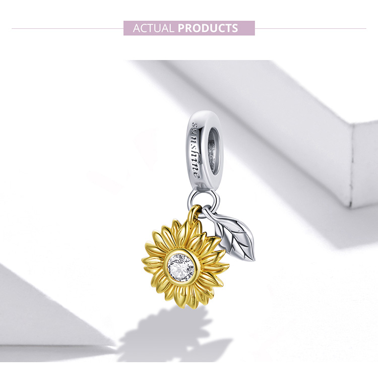 Hạt charm Bamoer BSC462 Bạc 925 hình hoa hướng dương thời trang