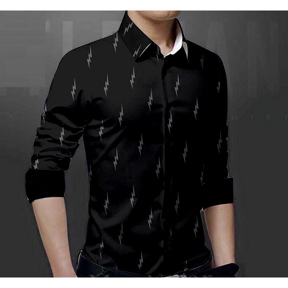ÁO SƠ MI NAM TAY DÀI IN HÌNH TIA CHỚP , KỸ THUẬT IN 3D KHÔNG PHAI MÀU, SẮC NÉT, SIZE M-5XL TỪ 40-80KG