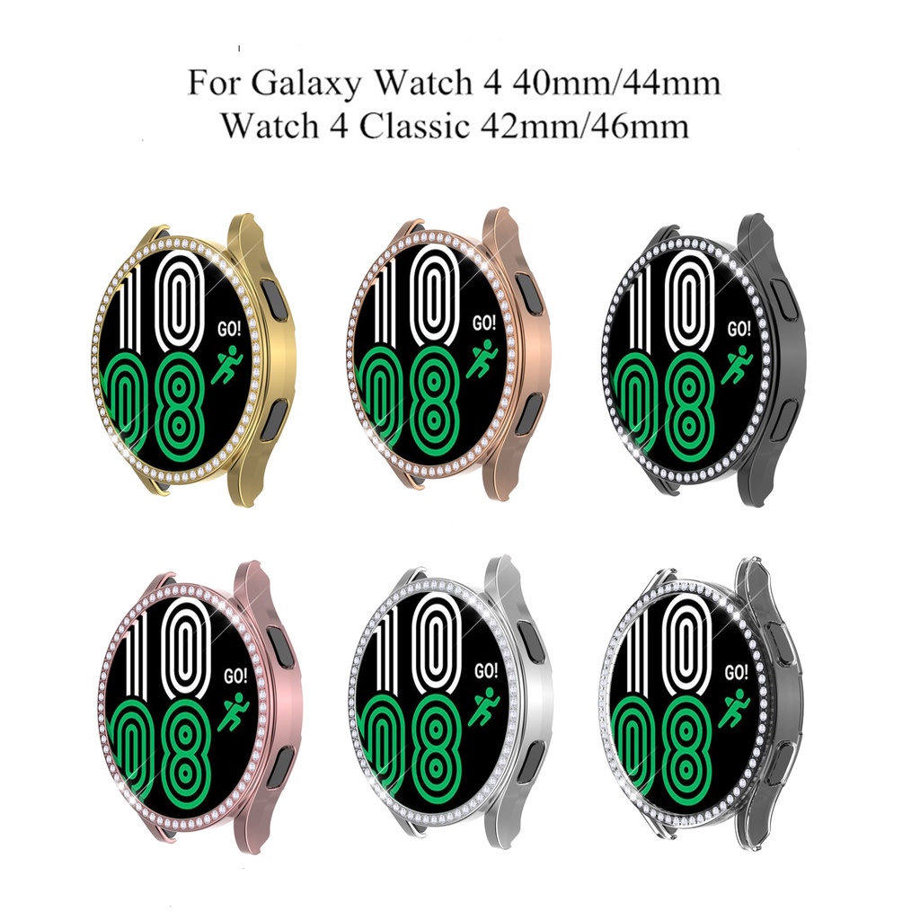 Ốp Bảo Vệ Bằng PC Đính Kim Cương Giả Sang Trọng Cho Samsung Galaxy Watch 4 Classic 46mm 42mm Galaxy Watch4 40 44mm