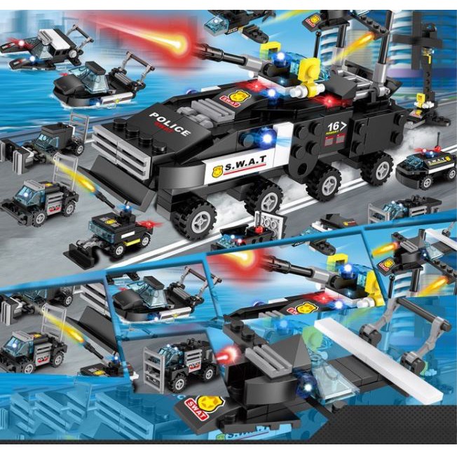 410 CHI TIẾT] ĐỒ CHƠI XẾP HÌNH OTO SWAT, Cảnh Sát, ROBOT
