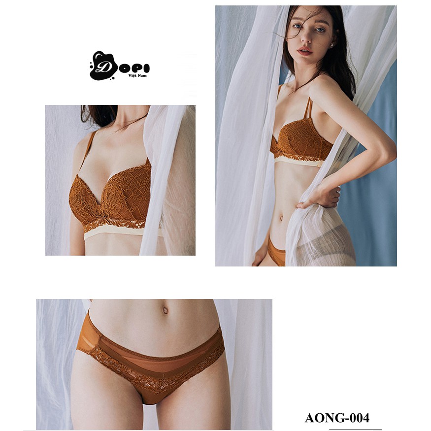 Bộ đồ lót áo ngực và quần lót nữ cao cấp AONG-004 không gọng phối ren | BigBuy360 - bigbuy360.vn