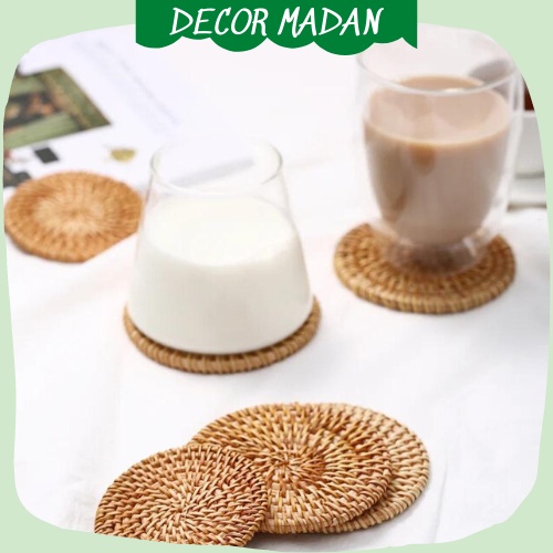Tấm Lót Ly , Lót Cốc Đan Mây Tre Cách Nhiệt, Chống Xước Hàng Loại 1 - MADAN