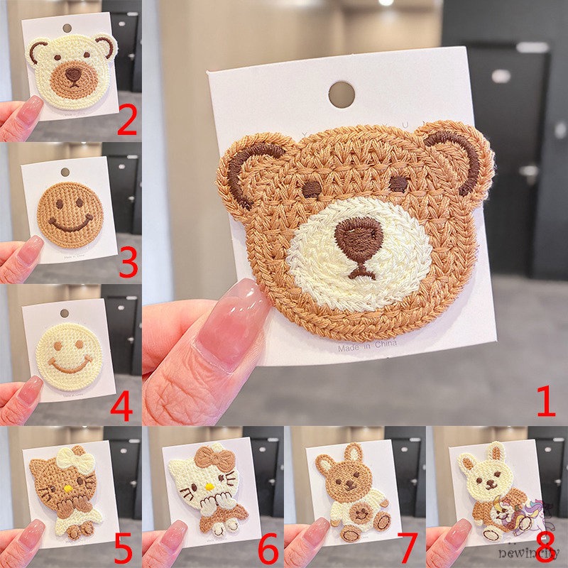 Kẹp tóc dệt kim họa tiết nhân vật hoạt hình phong cách Hàn Quốc đáng yêu cho bé gái