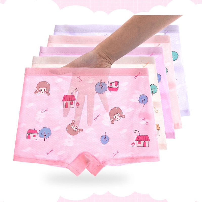 Set 5 Quần Lót Lưới Thoáng Khí Không Có Kẹp Dành Cho Bé Gái