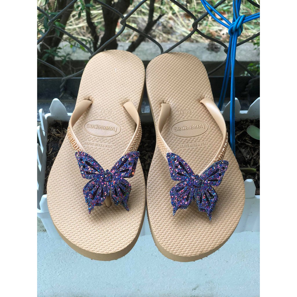 Dép havaianas gắn bướm kim tuyến