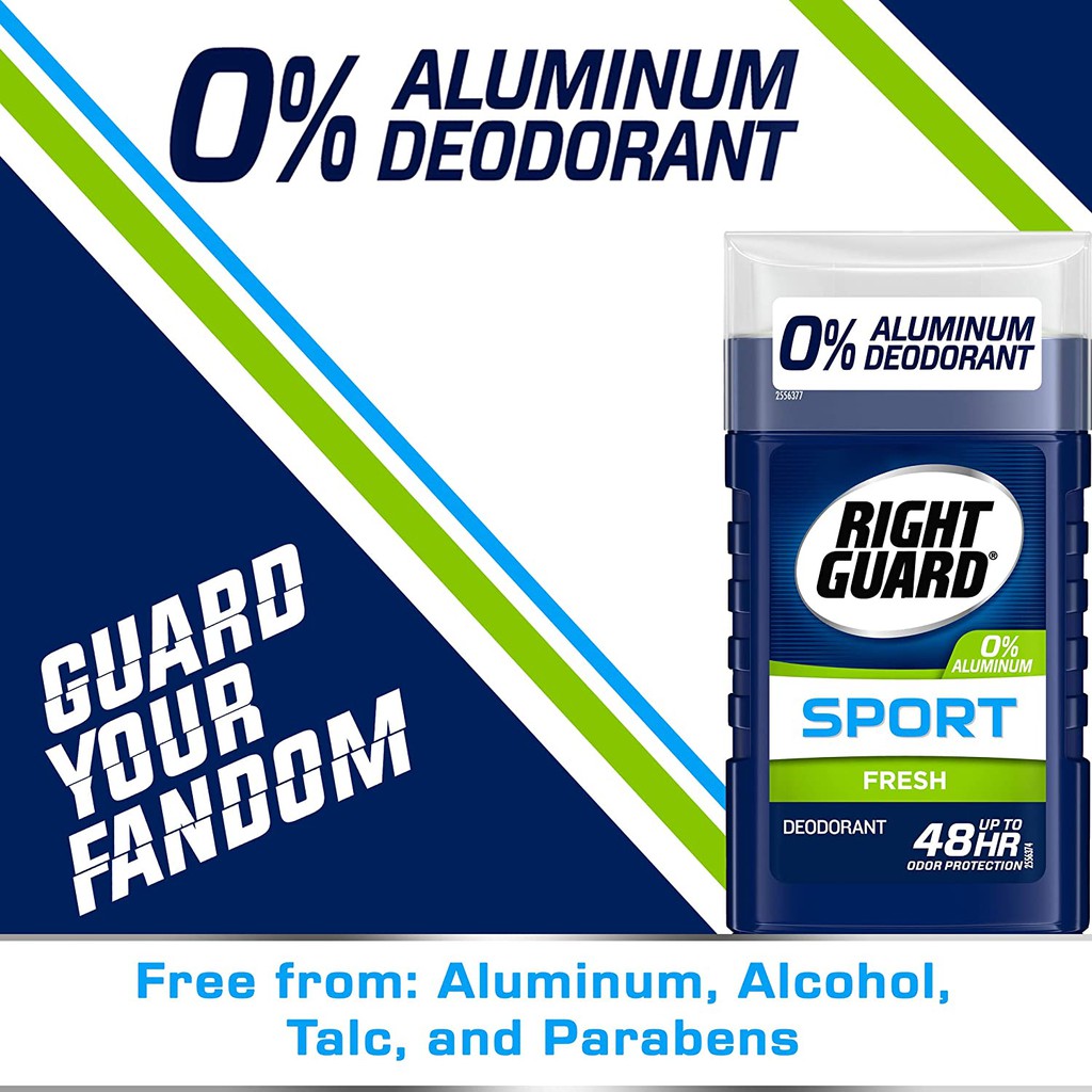 Lăn sáp khử mùi nam Right Guard Sport Aluminum-Free Deodorant Invisible Solid Stick Fresh 85g (Mỹ)