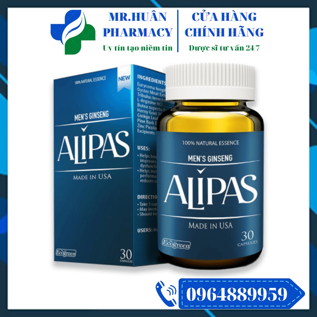Men's Gingseng Alipas Mới (Lọ 30 viên) - Viên uống sinh lý dành cho nam giới nhập khẩu Mỹ
