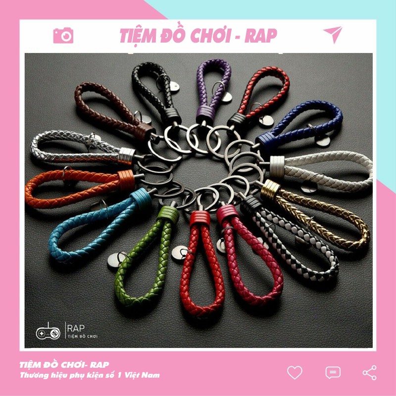 Móc gắn chìa khóa xe máy xe ô tô nhiều màu sắc làm bằng da PU - Rap