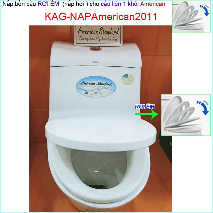 Nắp đậy cho bồn cầu 1 khối Amrerican VF2010- VF2011, nắp rơi êm bồn cầu khối KAG-NAP American2011 giá tốt chất lượng tốt