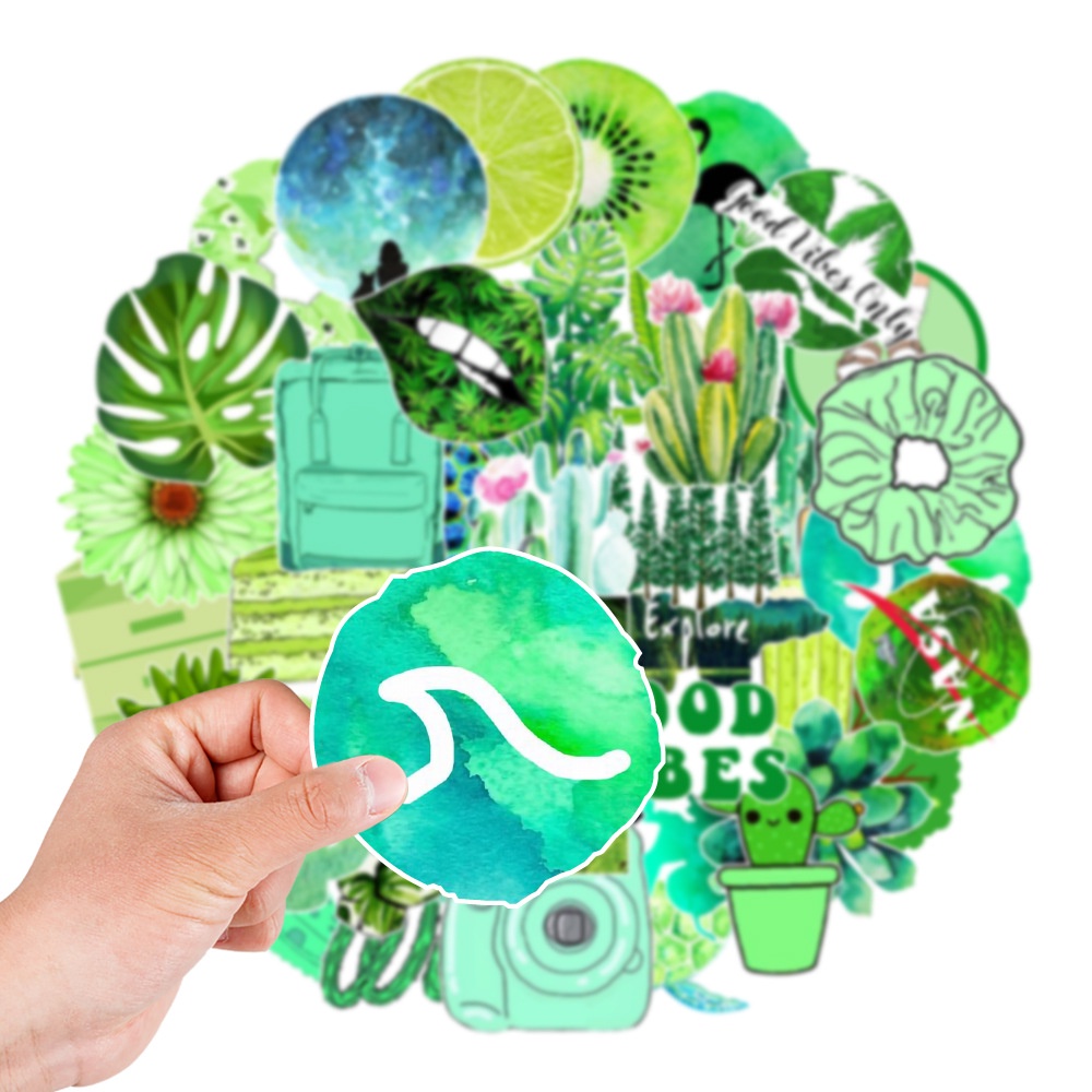 Set 20 sticker hình dán theo màu cam, vàng, xanh đỏ chống nước dán sổ tay, mũ bảo hiểm, xe máy, bình nước vali ván trượt