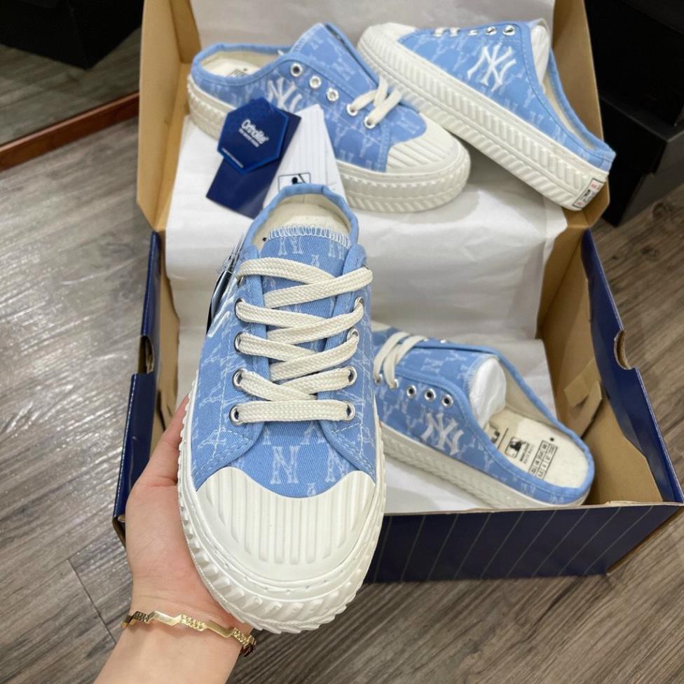 Giày thể thao sục mlb ny xanh nhạt , giày dép sneaker nữ kiểu dáng lười , đạp gót bản đẹp full box | BigBuy360 - bigbuy360.vn