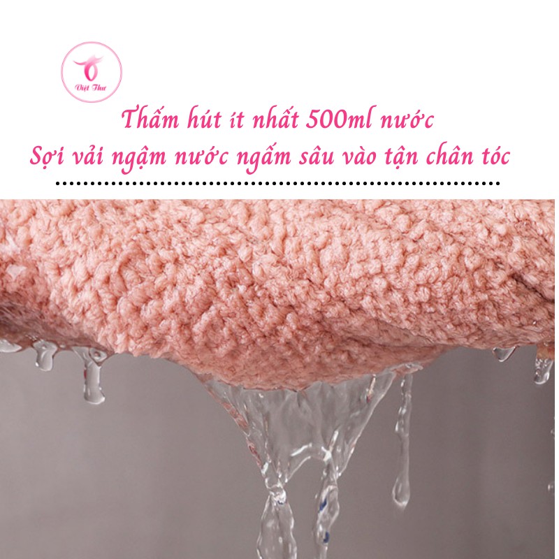 Khăn ủ tóc nhanh khô VIỆT THƯ, khăn quấn tóc MICROFIBER 1 lớp dày, siêu mềm, siêu thấm, 25x65cm, 80g