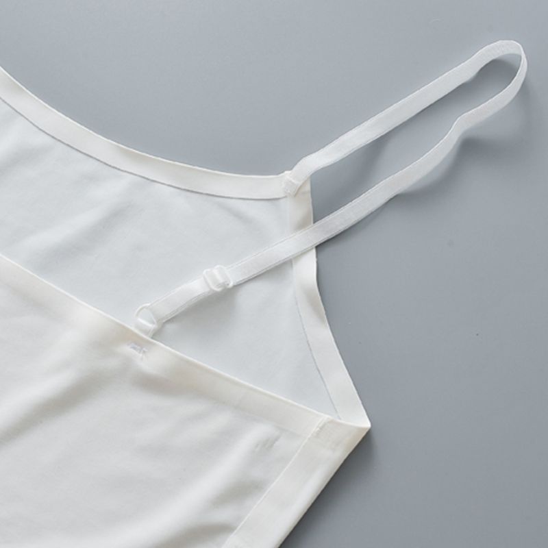 Brroa Áo Crop Top Hai Dây Màu Trơn Không Đệm Lót Cơ Bản Mùa Hè Bằng Lụa Lạnh Không Đường May Cho Nữ