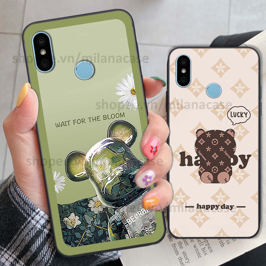 Ốp Xiaomi Redmi 6 Pro / Mi A2 Lite gấu be@rBrick gấu Teddy Kaws siêu đẹp, phong cách, cá tính