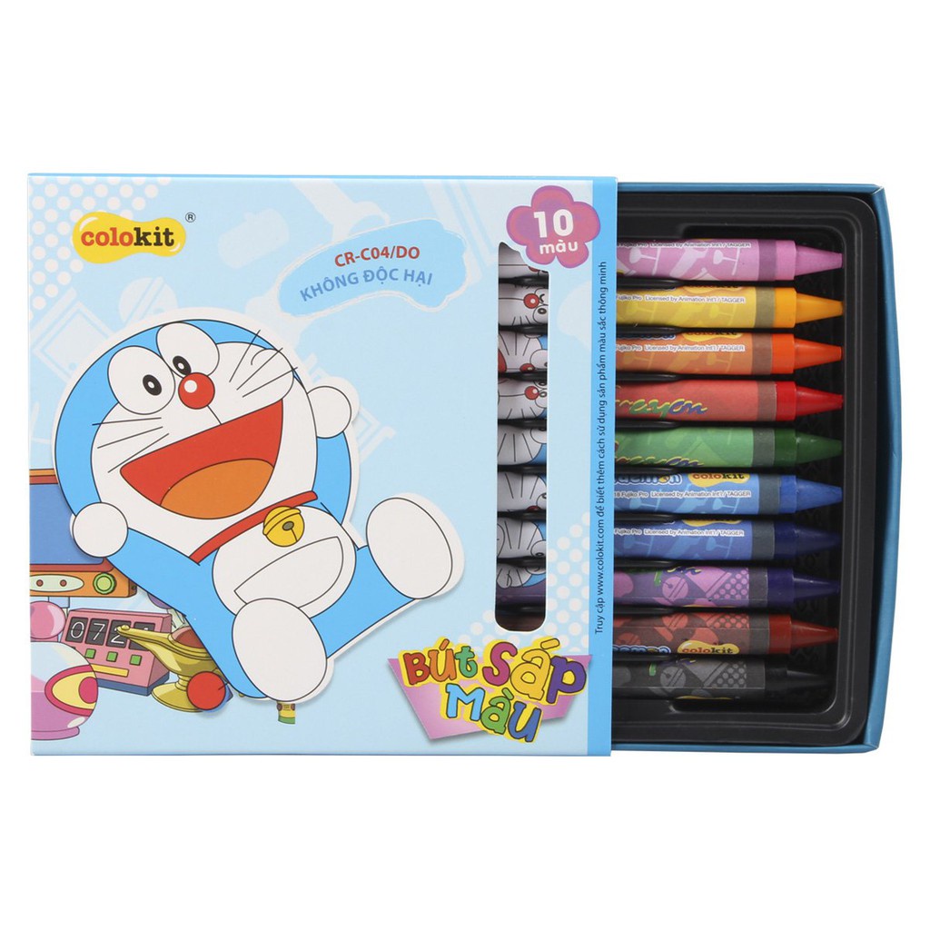 Bút Sáp màu Doraemon CR-C04/DO- 10 màu (hàng quà tặng)