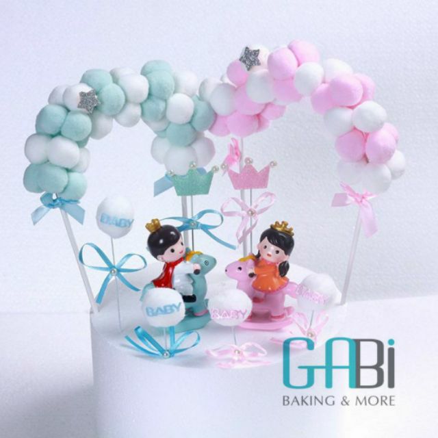 Topper cổng bông trang trí bánh