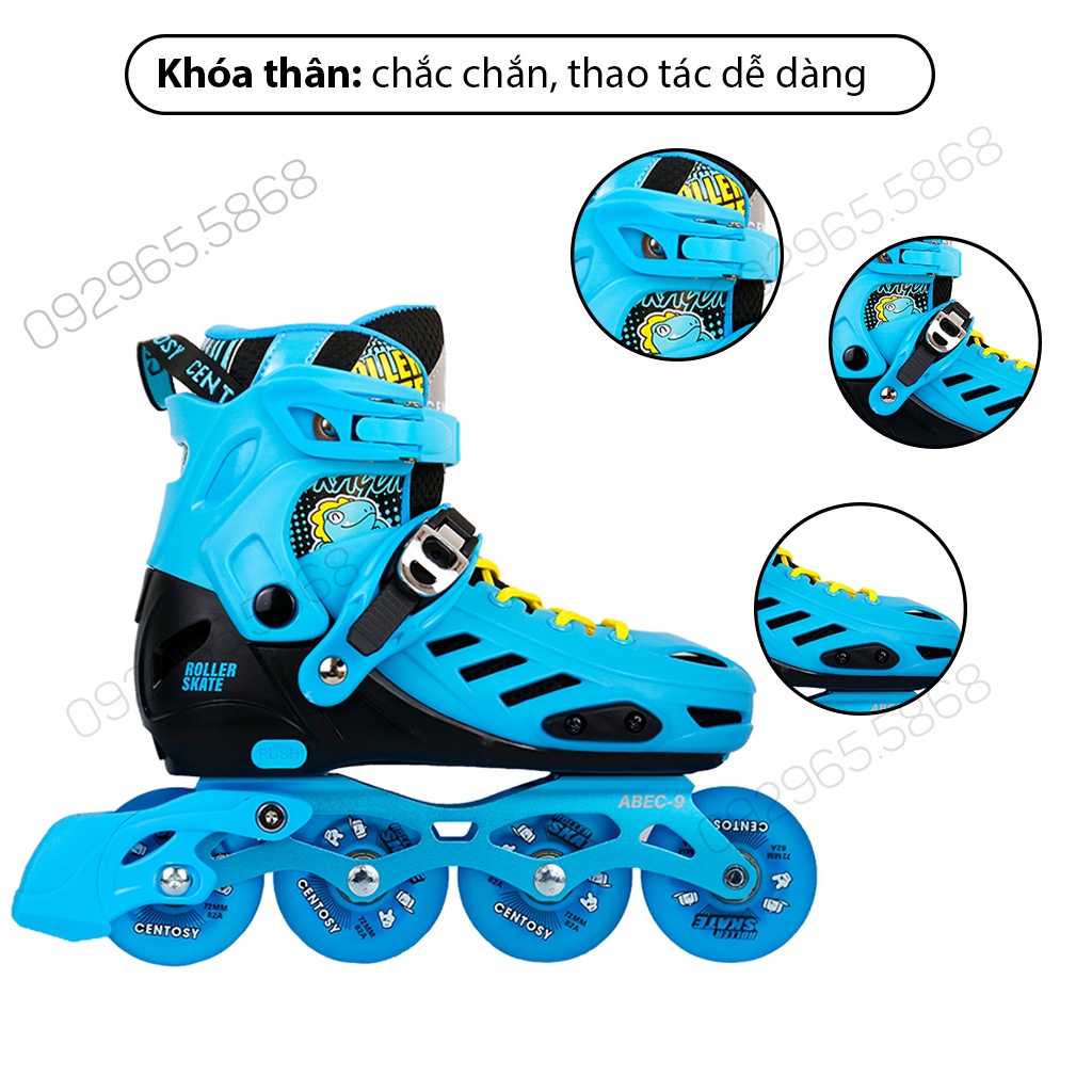 Giày trượt patin trẻ em Centosy T-rex, 8 bánh phát sáng - chính hãng