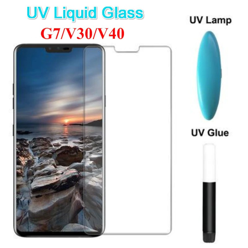Miếng dán cường lực UV full màn keo nước cho LG V40