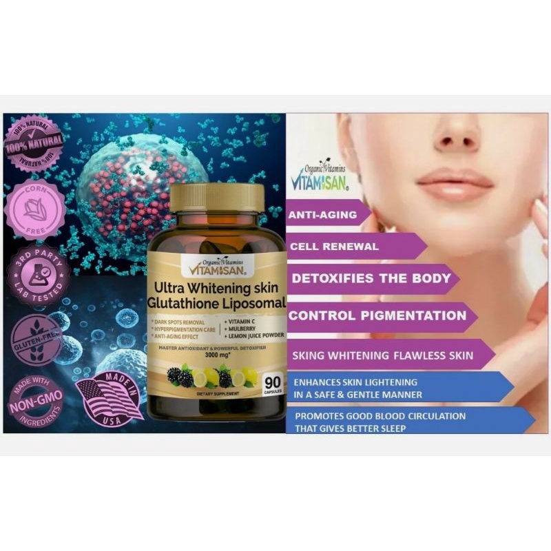 Viên Uống Trắng Sáng Da Liposomal Glutathione 3000mg Alpha lipoic acid NAC Vitamin C Giảm Nám Whitening Skin Vitamisan