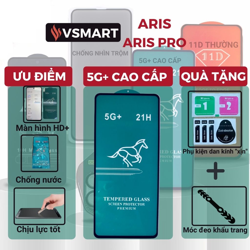 Kính cường lực Vsmart Aris/Aris Pro Full màn hình cao cấp 🎁Quà Tặng 🎁 Lướt siêu mượt Độ trong suốt cao Rõ nét
