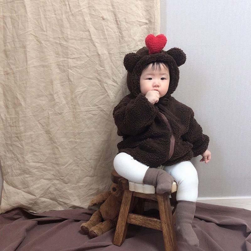 Áo khoác mũ trái tim siêu dễ thương cho bé trai - bé gái