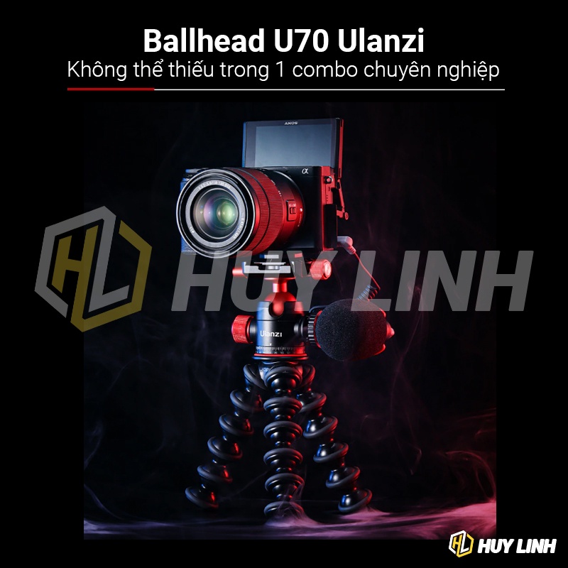 Ulanzi U70 U70L Metal - Đầu ballhead cho tripod xoay 360 độ cao cấp