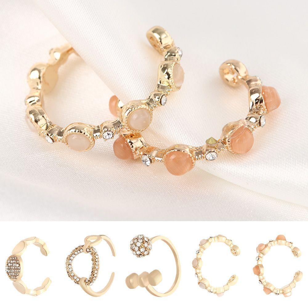 Nhẫn Mở Hình Tròn Tương Lai|Nhẫn Hở Đính Đá Nhiều Màu Sắc Phong Cách Cổ Điển