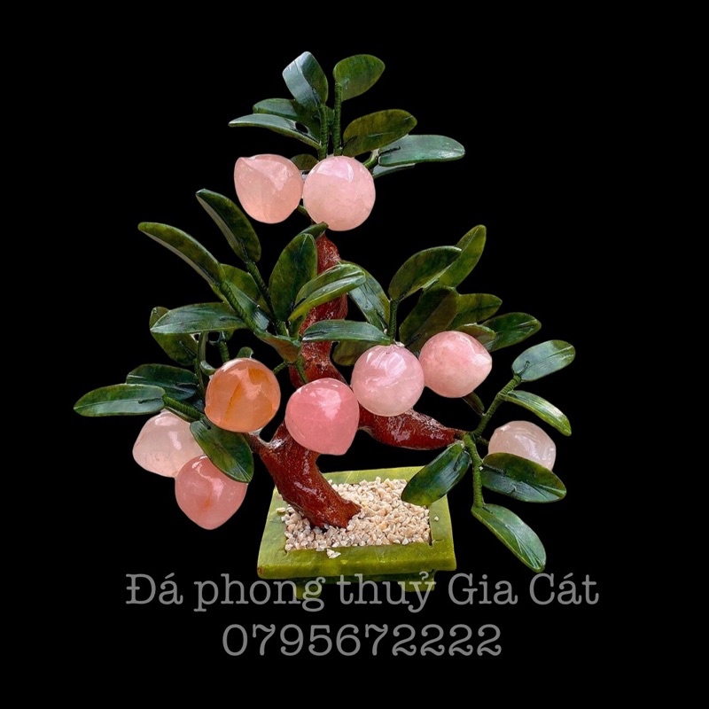 Cây đào đá thach anh hồng 9 quả phong thuỷ có kiểm định