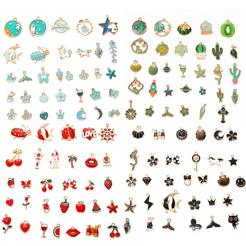 Bộ 10 mặt phụ kiện trang sức tráng men cá tính nhiều kiểu dáng tùy chọn