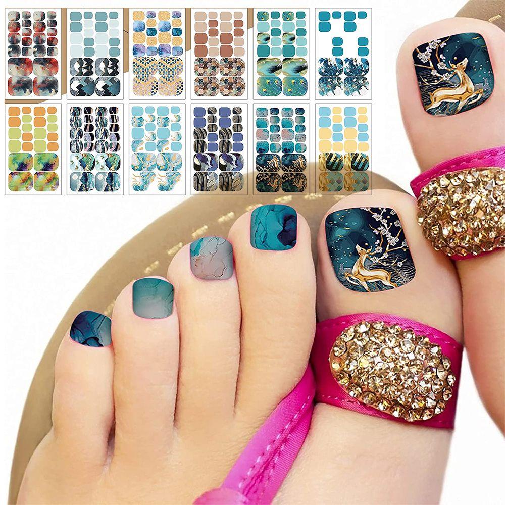 CACTU Tấm 22 Miếng Dán Móng Chân Chống Nước Thời Trang