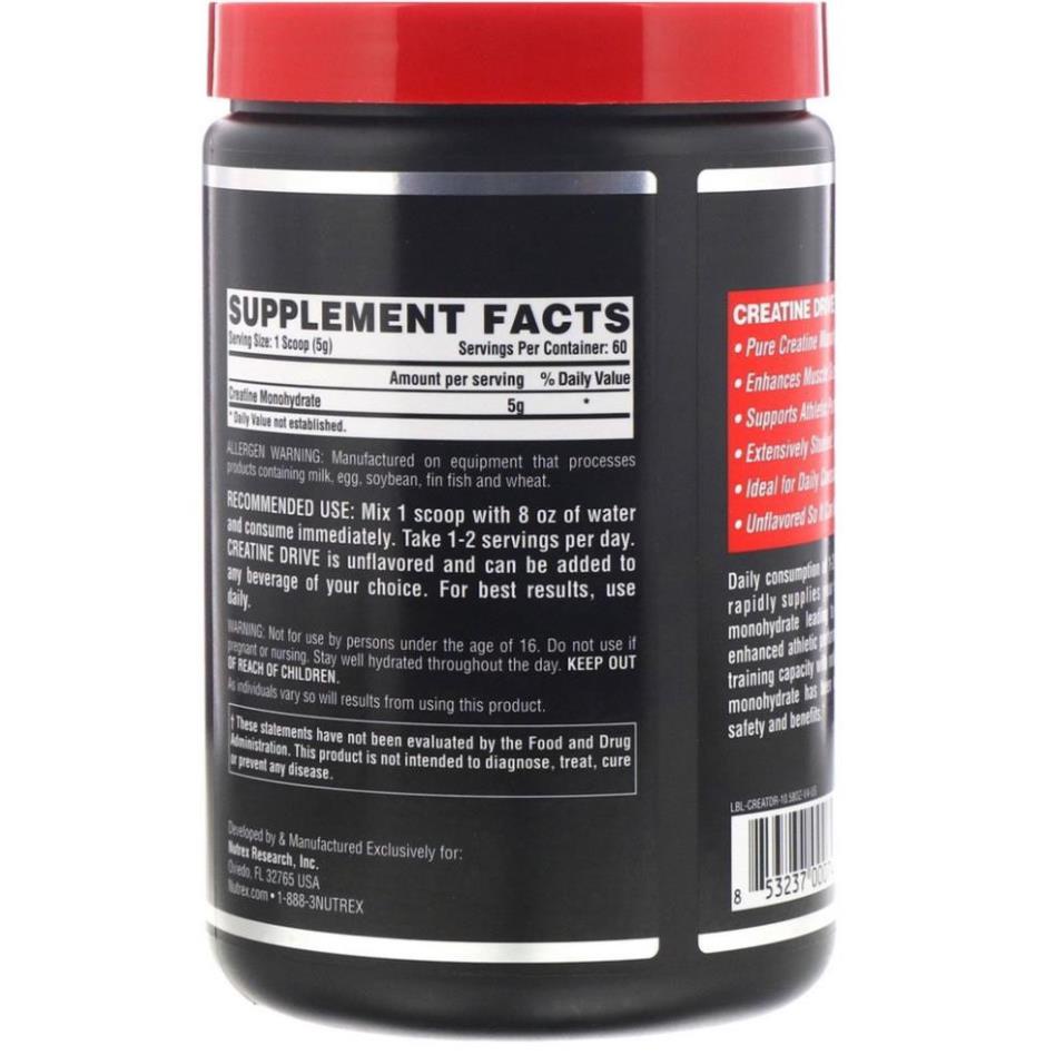 Creatine Drive Phục Hồi Phát Triển Cơ Bắp NUTREX CREATINE DRIVE 300 GRAM