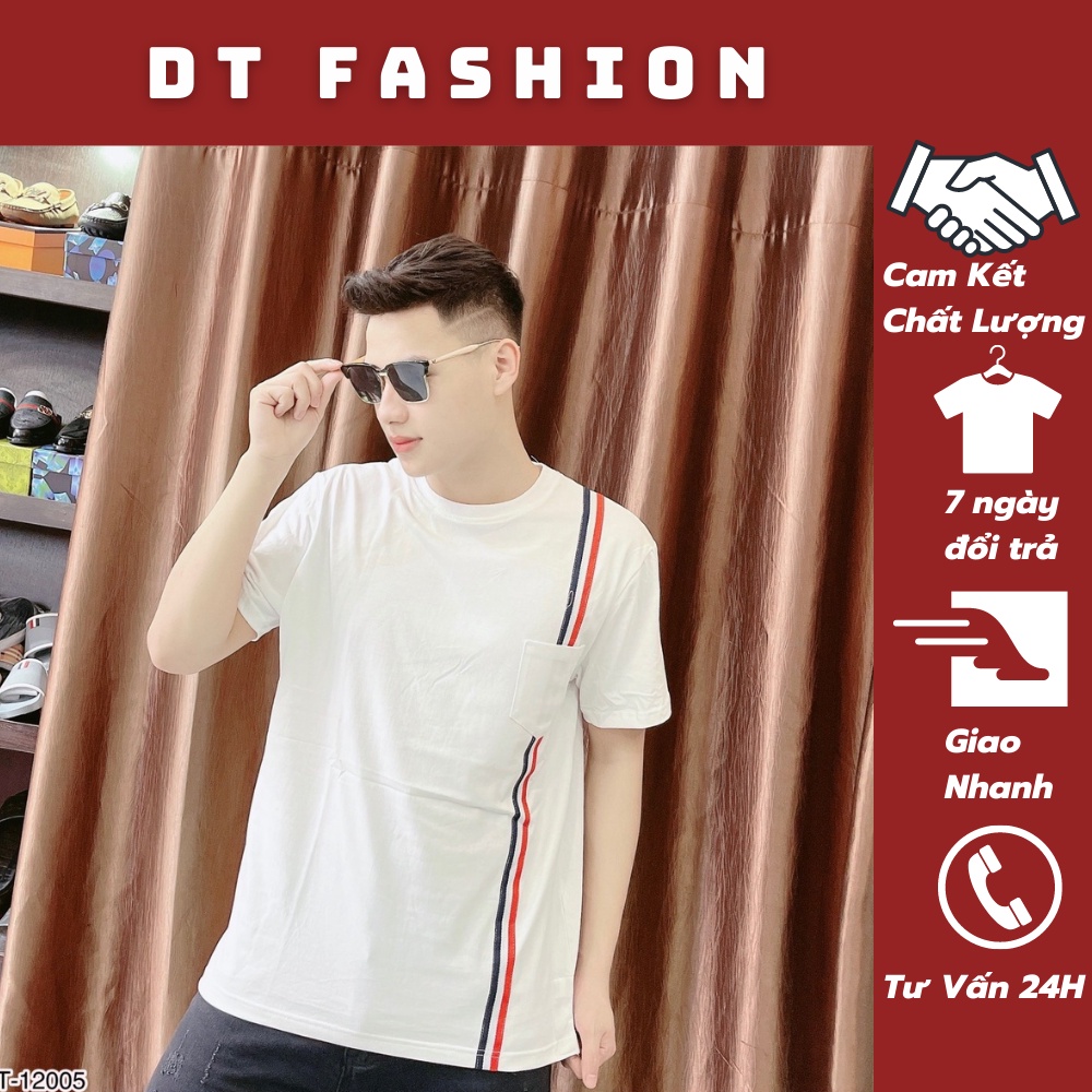 Áo Phông Nam . Áo Thun Thome Browne Cổ Tròn Phối Sọc Dọc Vải Cotton Thấm Hút Mồ Hôi DT Fashion MenWear