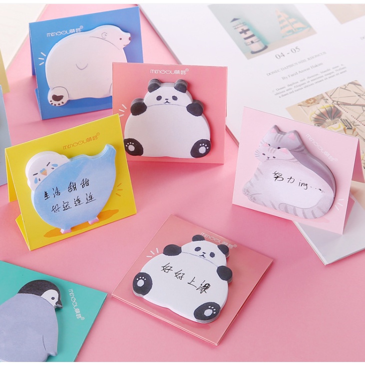 Set 30 Tờ Giấy Ghi Chú Tự Dính Hình Động Vật Dễ Thương