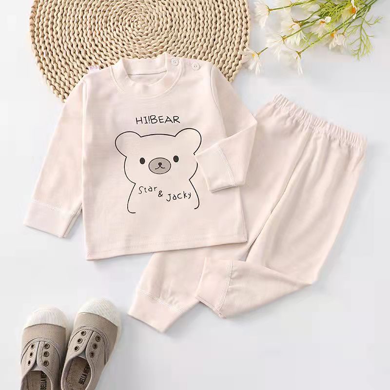 Bộ cotton dài tay chất xịn đẹp giữ ấm, thấm hút mồ hôi cho bé trai bé gái