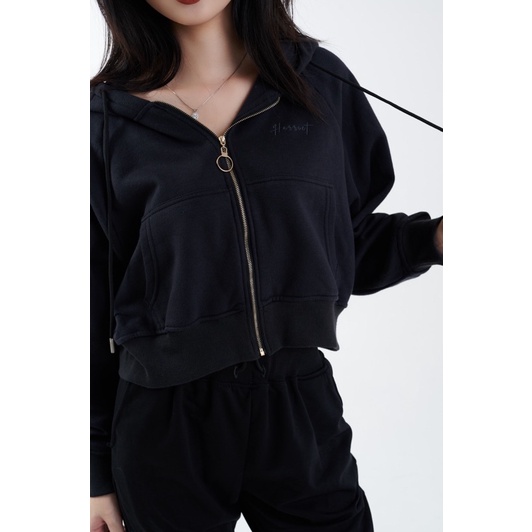 /Xả kho/ Áo hoodie nữ dáng ngắn croptop nỉ bông siêu ấm chính hãng Harriet