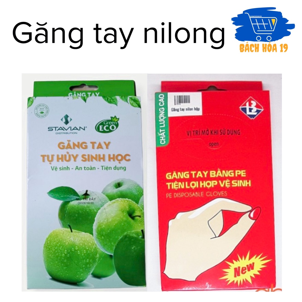 GIÁ HỦY DIỆTHỘP GĂNG TAY NILONG DÙNG 1 LẦN-GĂNG TAY TỰ HỦY SINH HỌC GREEN ECO-ảnh thật