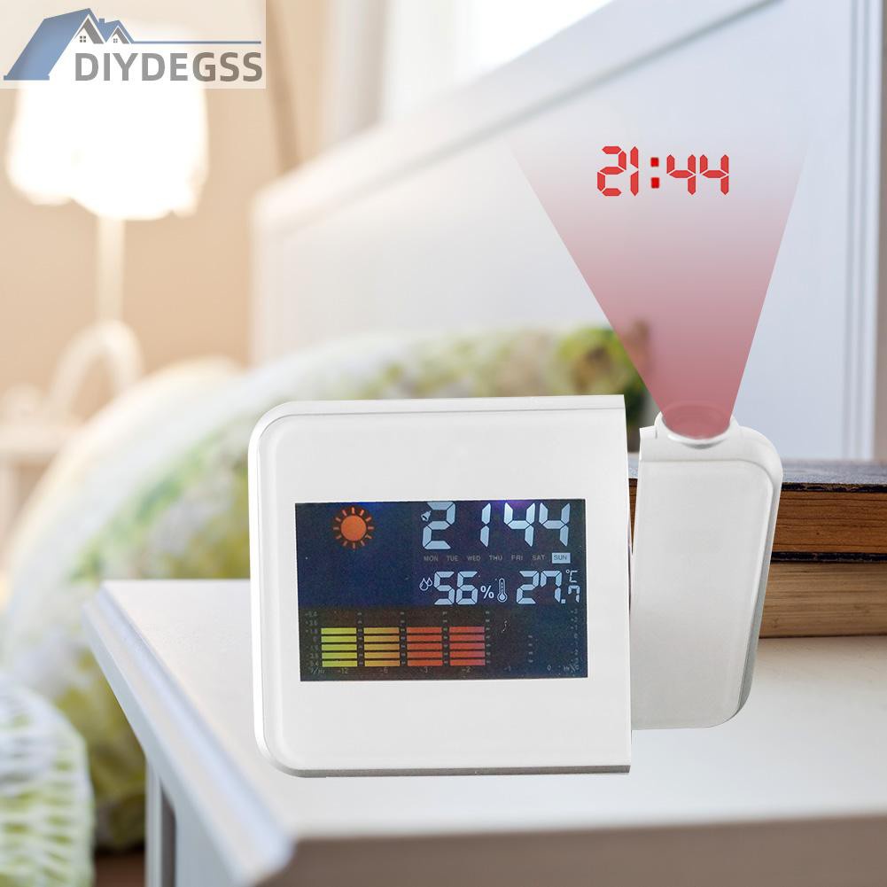 Diydegss2 LED Display Digital Projection Clock Thermometer Hygrometer Desk Calendar