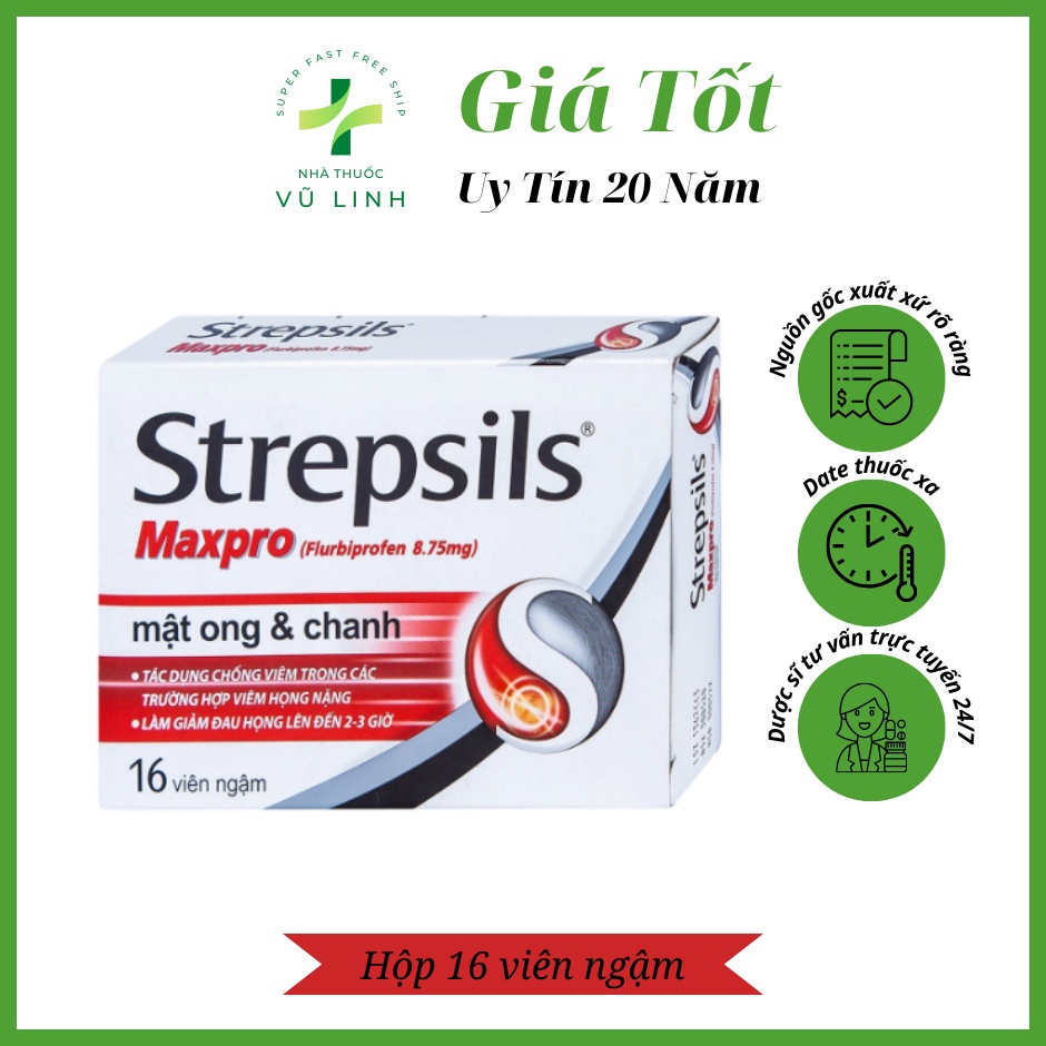 Viên ngậm Strepsils Maxpro giảm viêm đau họng lên đến 2-3 giờ