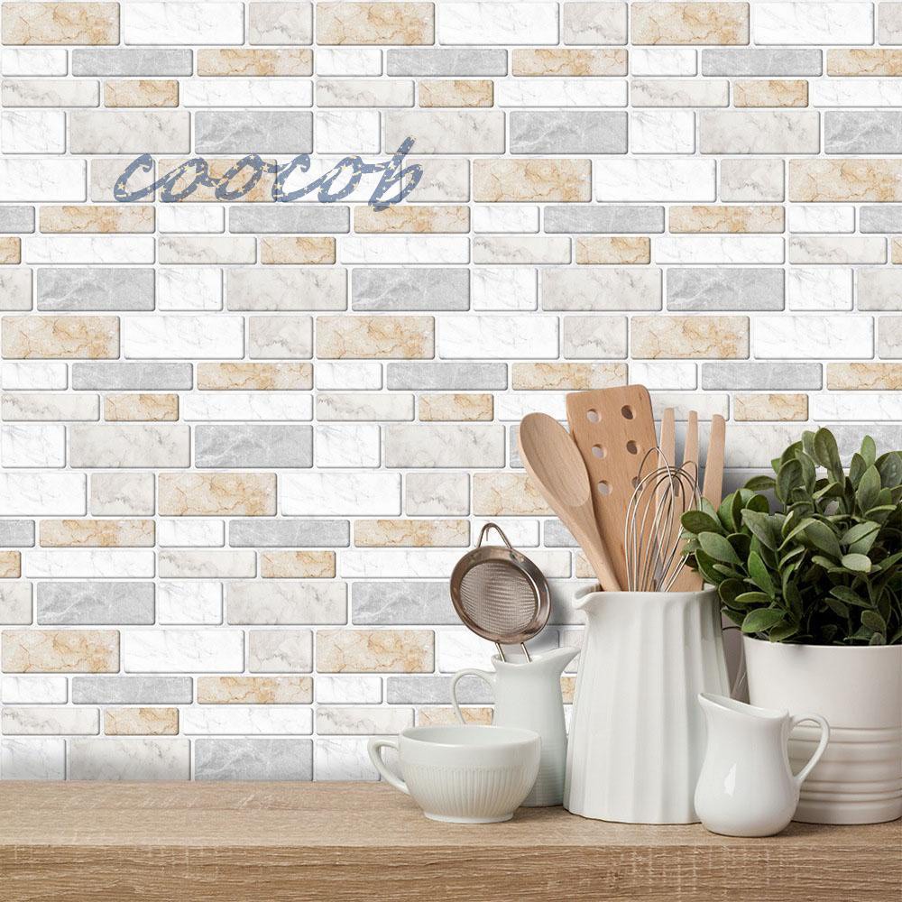 Wall stickers Bricks Decals PVC Set Kit Imitation Marble Tile Glass DIY