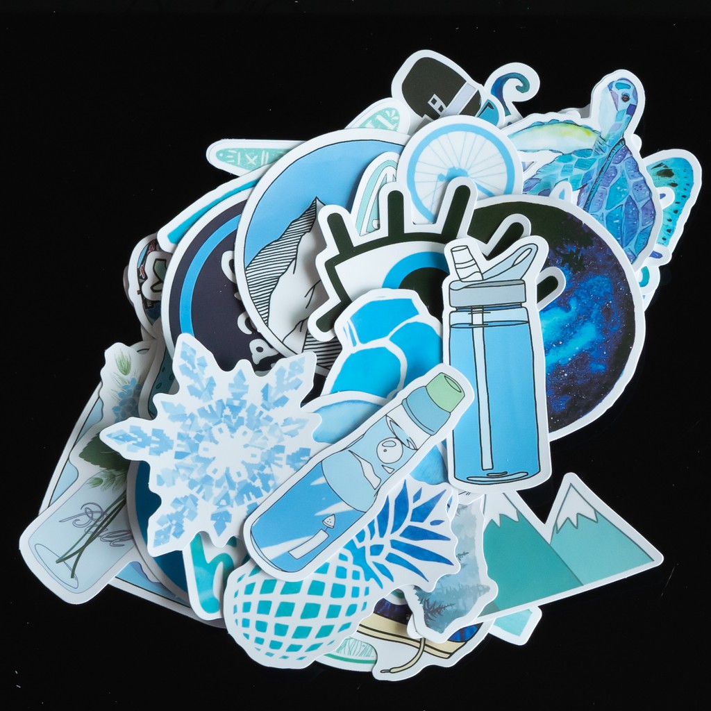 Sticker chủ đề Blue Xanh Dương M3 chống nước lâu phai trang trí mũ bảo hiểm, đàn, guitar, ukelele, macbook, laptop