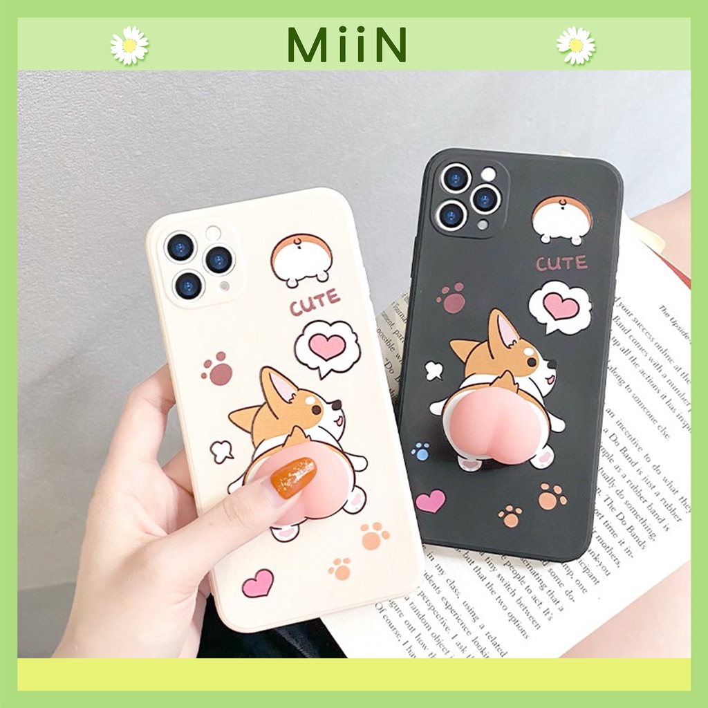 Ốp lưng iphone Corgi gắn đào cạnh vuông 5/5s/6/6plus/6s/6splus/7/7plus/8/8plus/x/xr/xs/11/12/pro/max/plus/promax