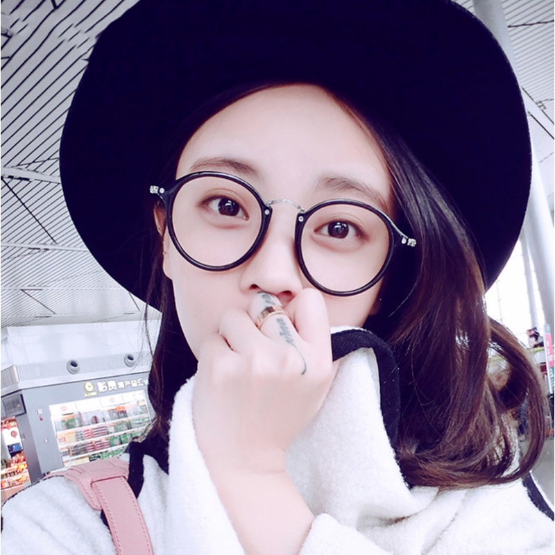 Mắt kính gọng tròn chống chống ánh sáng xanh tia UV thời trang Hàn Quốc