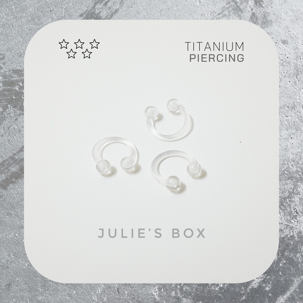 Khuyên Tai Titan Unisex Chữ U Trong Suốt Nhựa Không Gỉ Sét Không Ngứa Bông Tai Julies Box 66