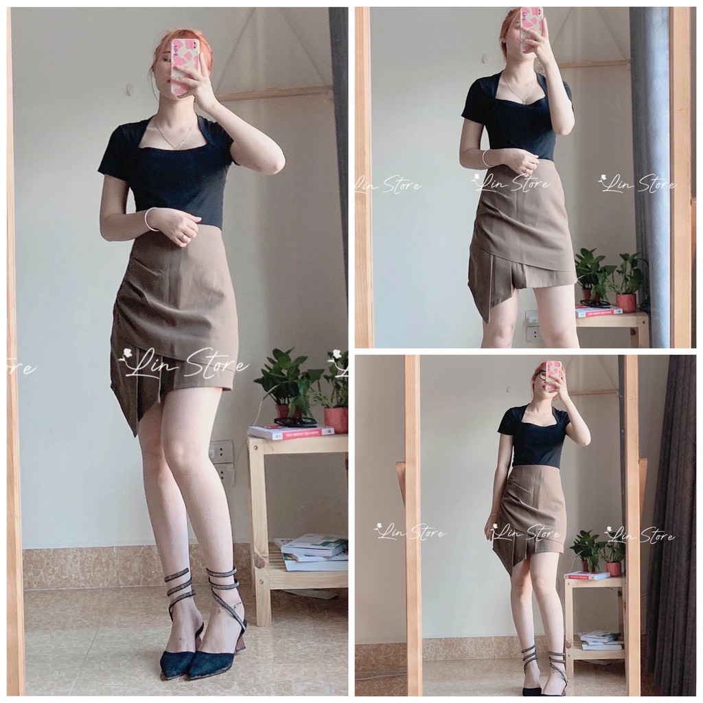 CHÂN VÁY CHỮ A NHÚN EO ⚡️ HÀNG LOẠI 1⚡️ , CHÂN VÁY NHÚN LỆCH TÀ 1 BÊN, CÓ 2 MÀU ĐEN NÂU TRẺ TRUNG ,DỄ MẶC, CÓ LÓT QUẦN